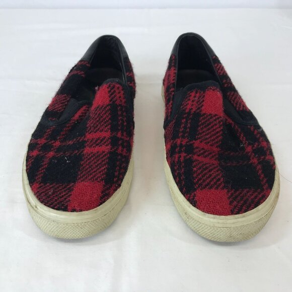 YVES SAINT LAURENT ~ WOMENS 38 ~ TWEED BUFFALO PLAID PARIS SLIP ON SHOE LOAFER - Picture 3 of 8